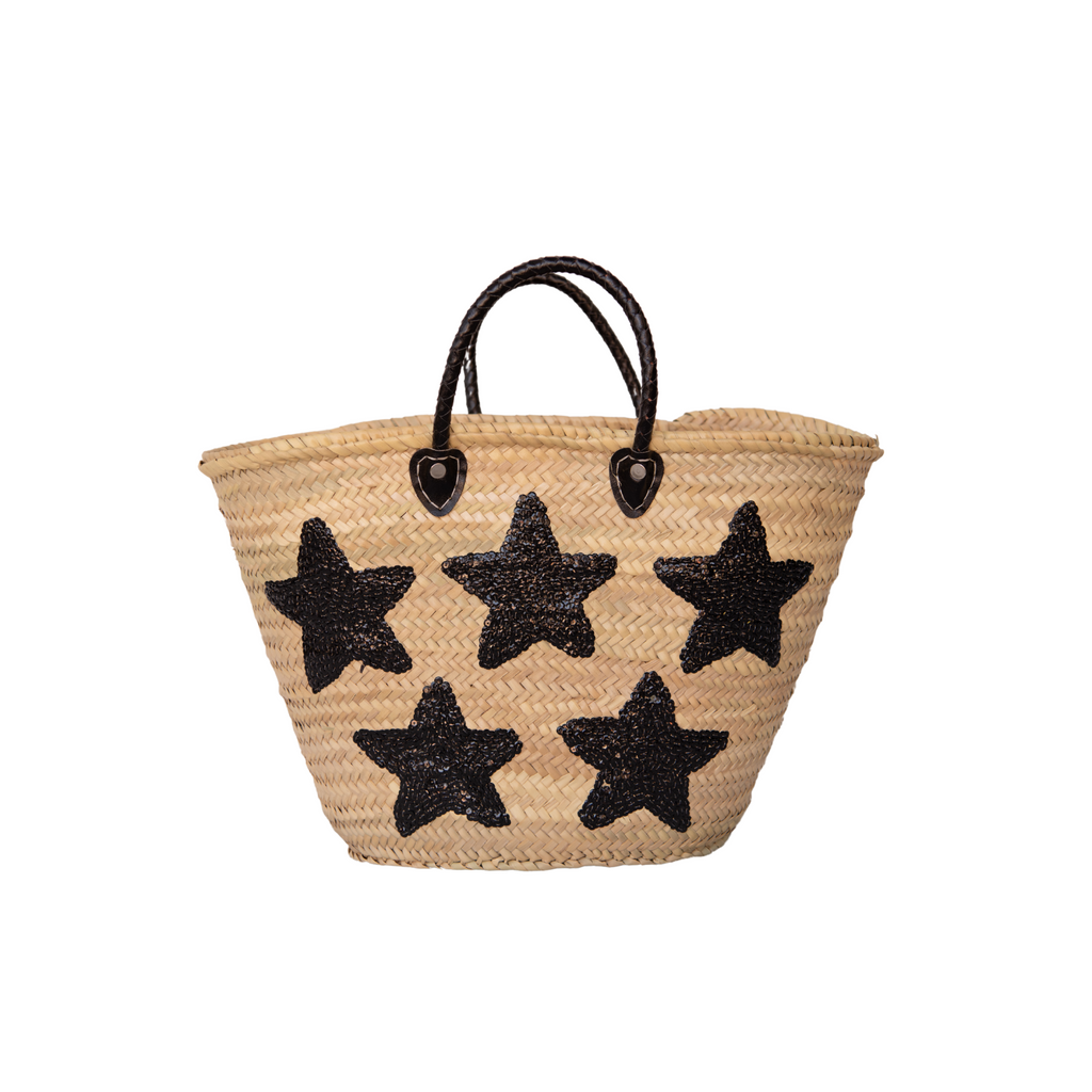 Large Straw Tote with Silver Sequin Hearts – Sand and Straw